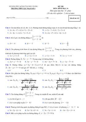 Đề thi môn Hình học 10 - Mã đề thi 123